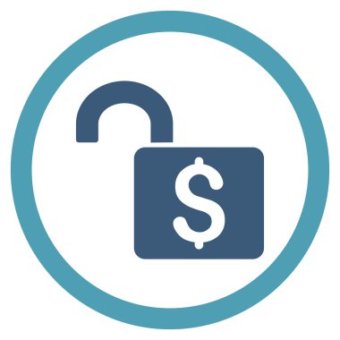 Açık bankacılık kilit düz yuvarlak vektör simgesi