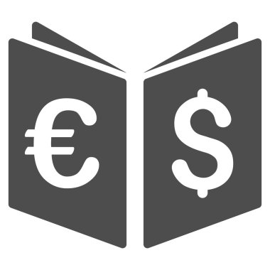 Para birimi kitap düz vektör simgesi