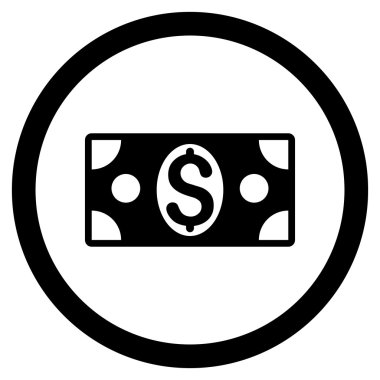 Vektör simge Doları banknot düz yuvarlak