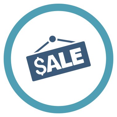 Satılık tabela düz yuvarlak vektör simgesi