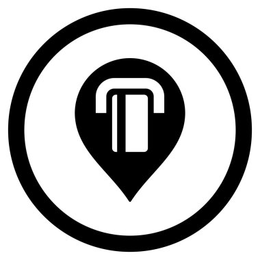 ATM harita işaretleyici düz yuvarlak vektör simgesi