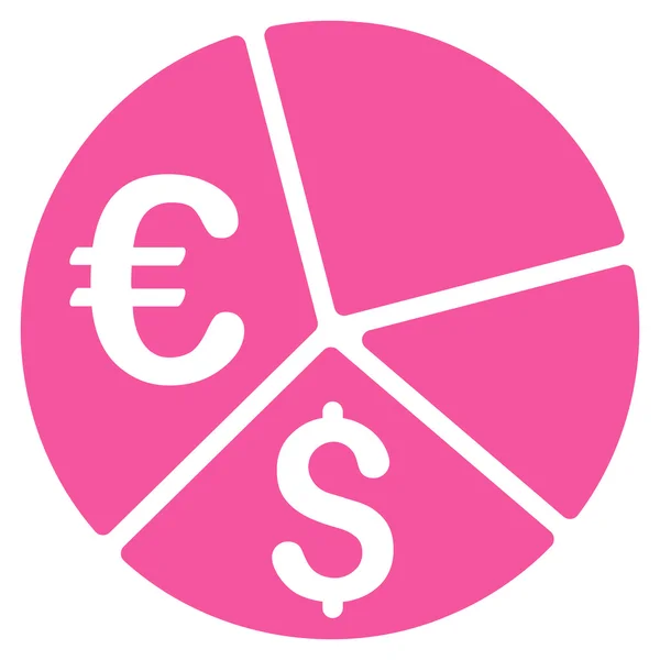 Euro et Dollar Graphique à secteurs Icône vectorielle plate — Image vectorielle