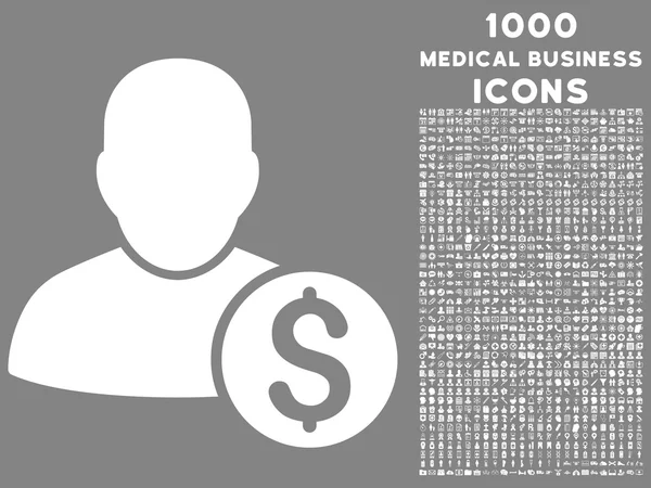 Икона предпринимателя с 1000 иконами медицинского бизнеса — стоковый вектор