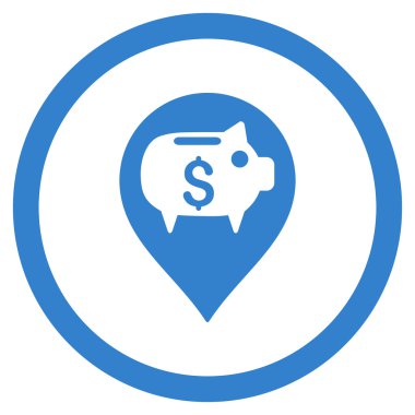 Banka işaretçi düz yuvarlak vektör simgesi