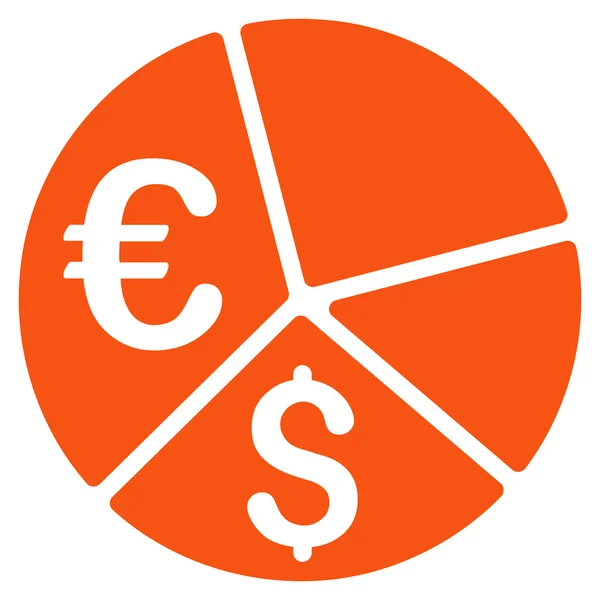 Euró és dollár kördiagram lapos Vector Icon — Stock Vector