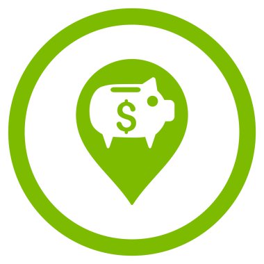 Banka işaretçi düz yuvarlak vektör simgesi