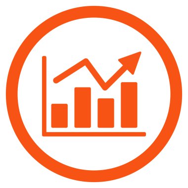 Çubuk grafik eğilim yuvarlak vektör simgesi