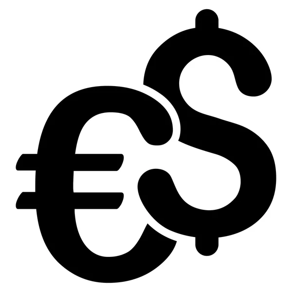 Dollar and Euro Symbols Flat Vector Icon — Stock Vector