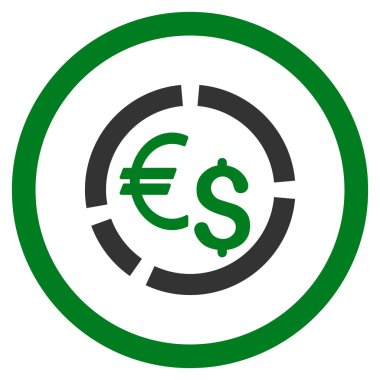 Para birimi diyagramı yuvarlak vektör simgesi