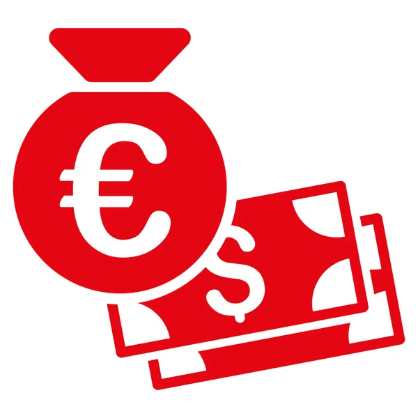Euro a dolaru hotovosti ploché vektorové ikony — Stockový vektor