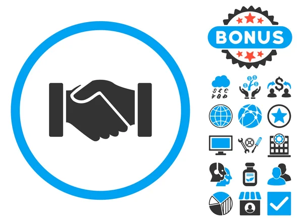 Acquisition Handshake Flat Vector Icon con Bonus — Archivo Imágenes Vectoriales