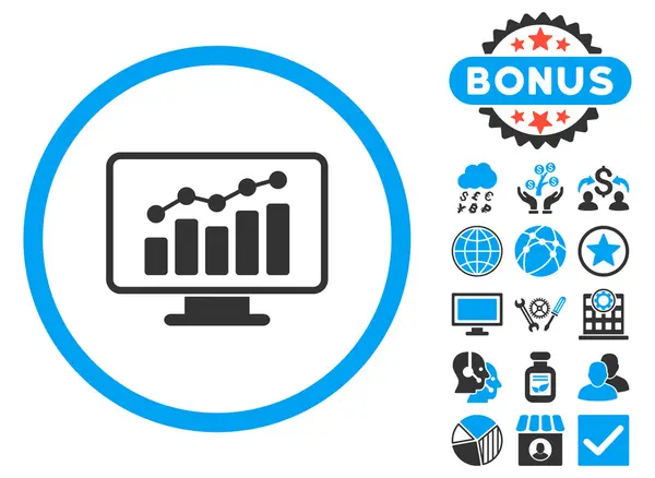 Diagrammüberwachung flacher Vektor mit Bonus — Stockvektor