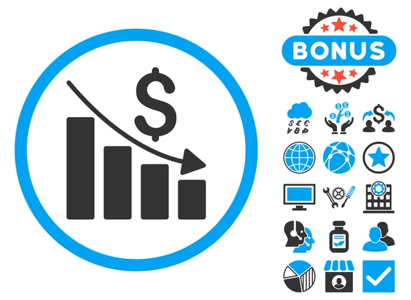 Recession Chart Flat Vector Icon with Bonus — Stock Vector