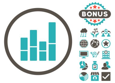 Bonus ile çubuk grafik düz vektör simgesi