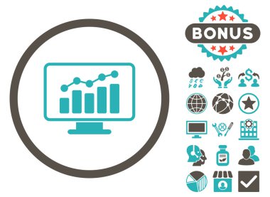 Düz vektör simge Bonus ile izleme grafiği