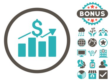 Bonus ile satış grafiği düz vektör simgesi