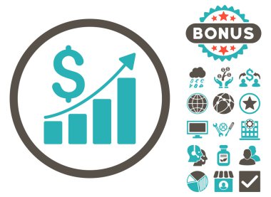 Bonus ile satış büyüme düz vektör simgesi