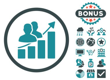 Bonus ile seyirci büyüme grafik düz vektör simgesi