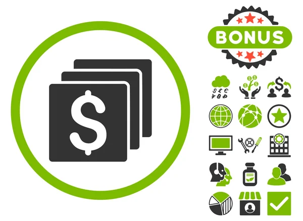 Finanzas plana Vector Icono con Bono — Vector de stock