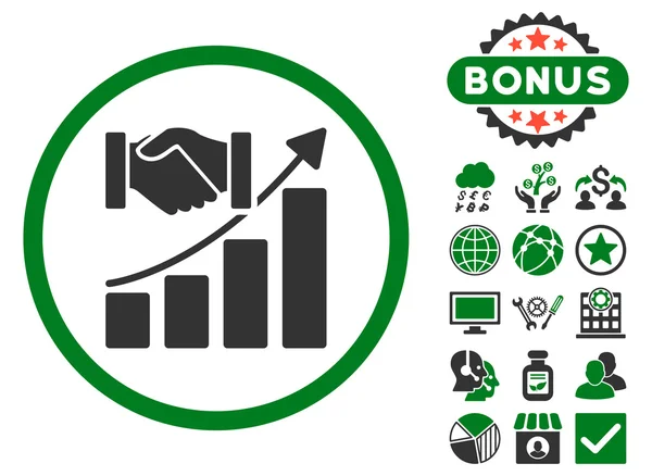 Icono de Vector plano de crecimiento de adquisición con bono — Vector de stock