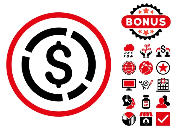 Dollar Diagram platte Vector Icon met Bonus — Stockvector