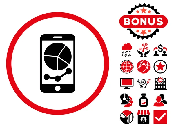 Mobilne wykresy płaskie wektor ikona z Bonus — Wektor stockowy