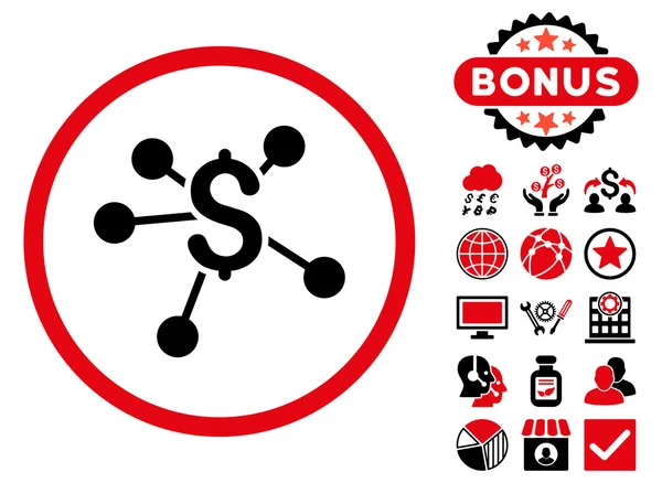 Icône vectorielle plate d'émission d'argent avec le boni — Image vectorielle