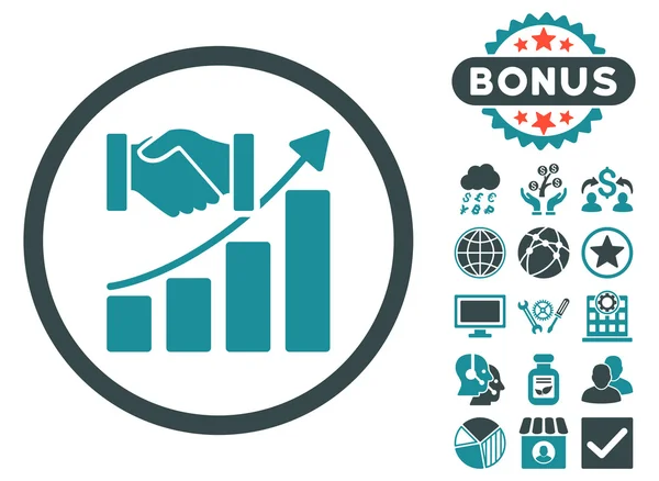 Acquisition Growth Flat Vector Icon with Bonus — Stock Vector