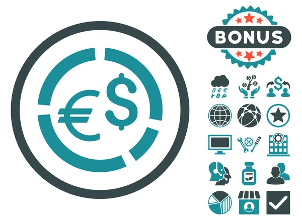 Currency Diagram Flat Vector Icon with Bonus — Stock Vector