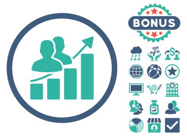 Bonus ile seyirci büyüme grafik düz vektör simgesi