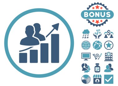Bonus ile seyirci büyüme grafik düz vektör simgesi