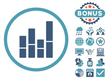 Bonus ile çubuk grafik düz vektör simgesi