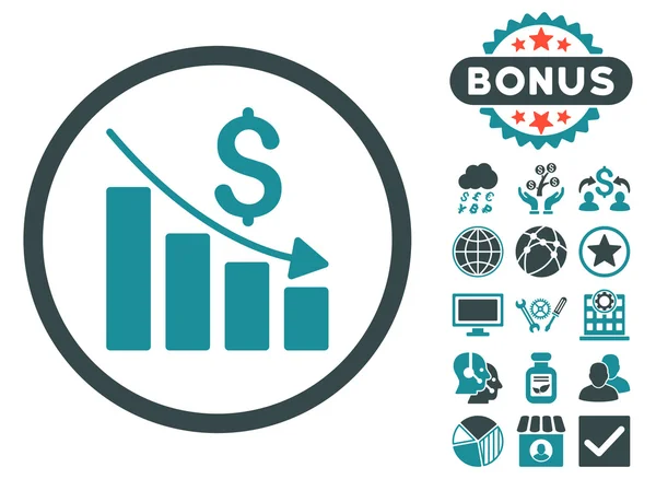 Recession Chart Flat Vector Icon with Bonus — Stock Vector