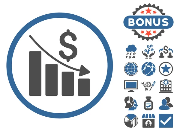 Gráfico de recesión Icono de vector plano con bonificación — Archivo Imágenes Vectoriales