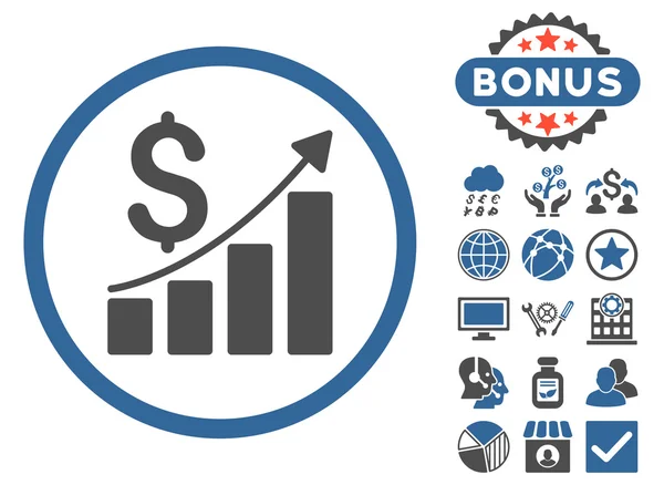 Ventas de crecimiento plano Vector icono con bonificación — Archivo Imágenes Vectoriales