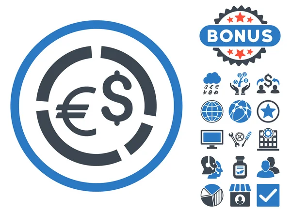 Waluty diagramu płaskie wektor ikona z Bonus — Wektor stockowy