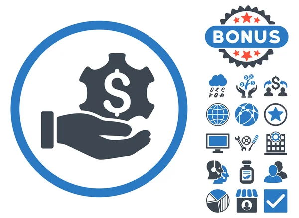 Betaling Service platte Vector handpictogram met Bonus — Stockvector