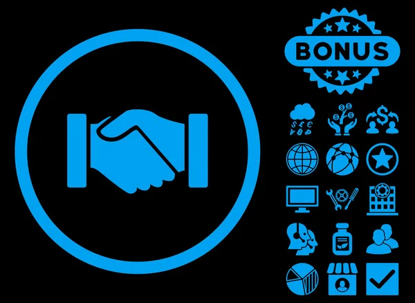 Acquisition Handshake Flat Vector Icon con Bonus — Archivo Imágenes Vectoriales