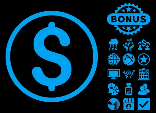 Dollar flache Vektor-Symbol mit Bonus — Stockvektor