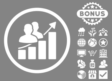 Bonus ile seyirci büyüme grafik düz vektör simgesi
