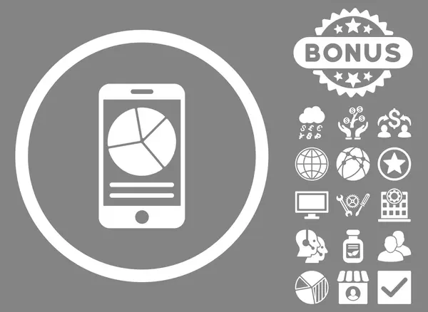 Mobilne raport płaskie wektor ikona z Bonus — Wektor stockowy