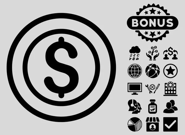 Geld platte Vector Icon met Bonus — Stockvector