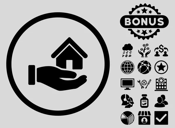 Immobilien-Vektor-Symbol mit Bonus — Stockvektor
