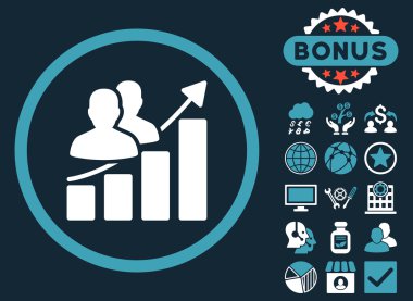 Bonus ile seyirci büyüme grafik düz vektör simgesi