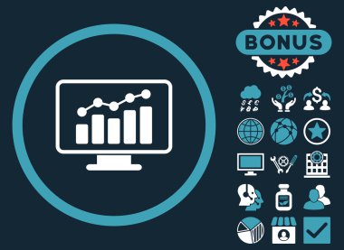 Düz vektör simge Bonus ile izleme grafiği