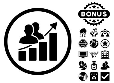 Bonus ile seyirci büyüme grafik düz vektör simgesi