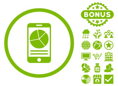 Bonus ile mobil rapor düz vektör simgesi