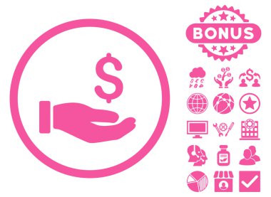 Bonus kazanç el düz vektör simgesi