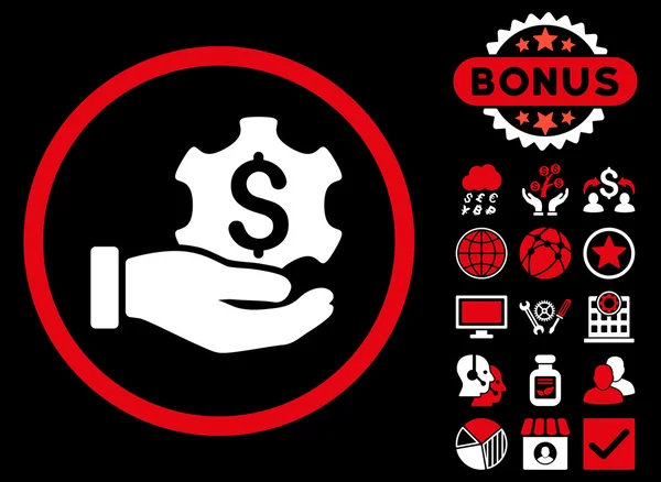 Icona vettoriale piatta a mano di servizio di pagamento con bonus — Vettoriale Stock