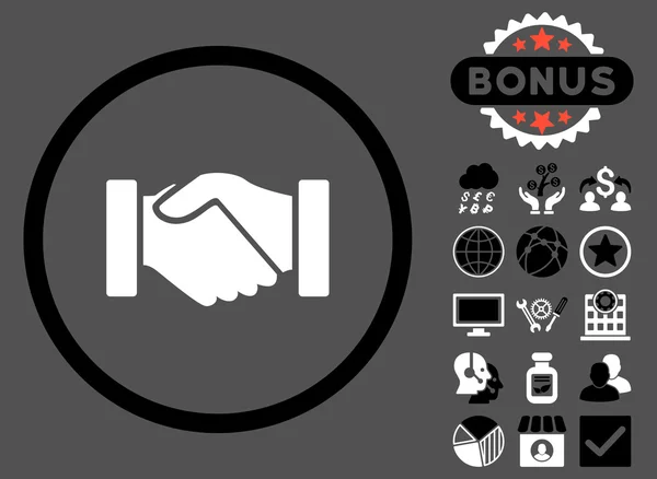 Aquisição Handshake Flat Vector Icon com Bônus — Vetor de Stock